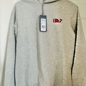 Vineyard Vines Heather Gray Hoodie with Red Whale Patch
